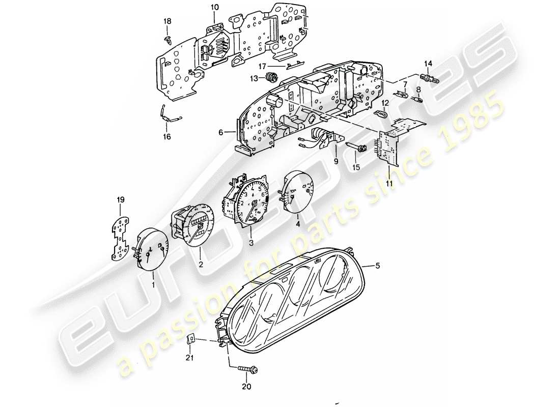 porsche 944 (1988) instrument cluster - d - mj 1987>> part diagram