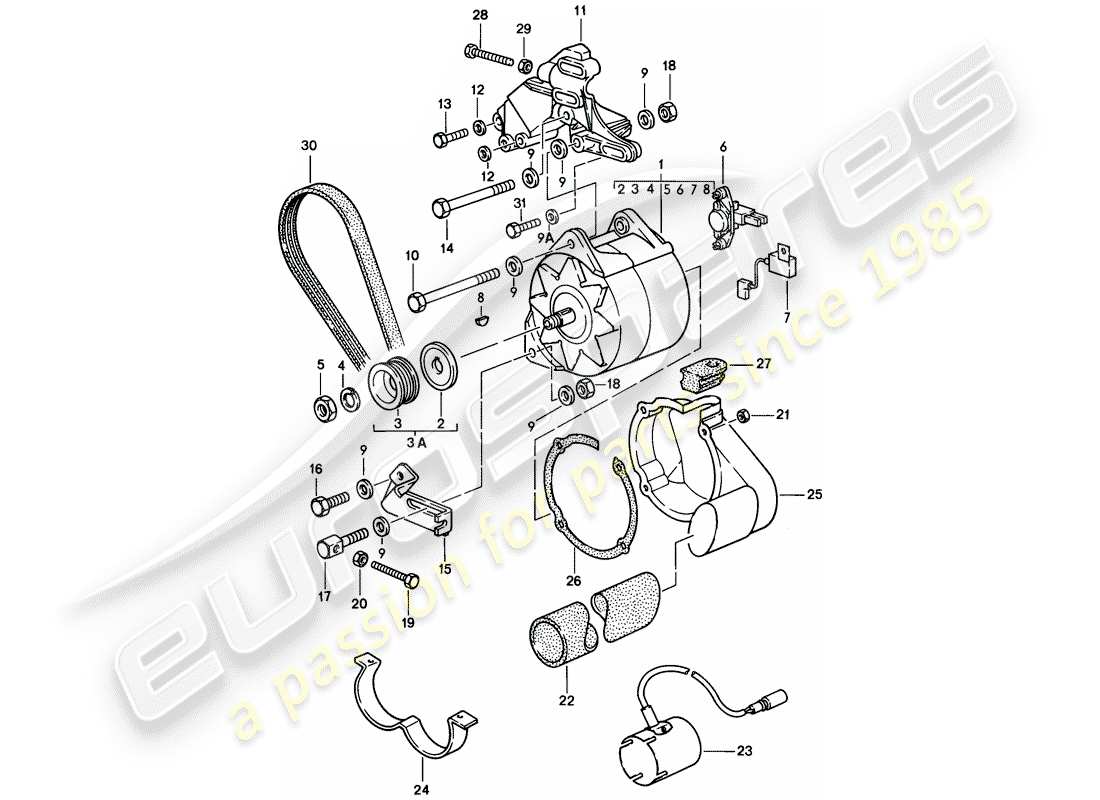 porsche 928 (1984) alternator - d - mj 1985>> - mj 1985 part diagram