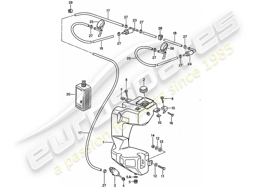 porsche 944 (1990) windshield washer unit part diagram