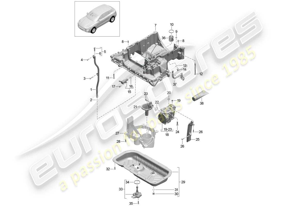 porsche macan (2018) oil-conducting housing part diagram