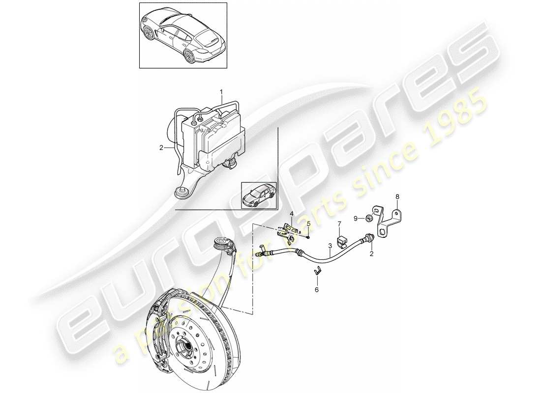 porsche panamera 970 (2010) brake lines part diagram