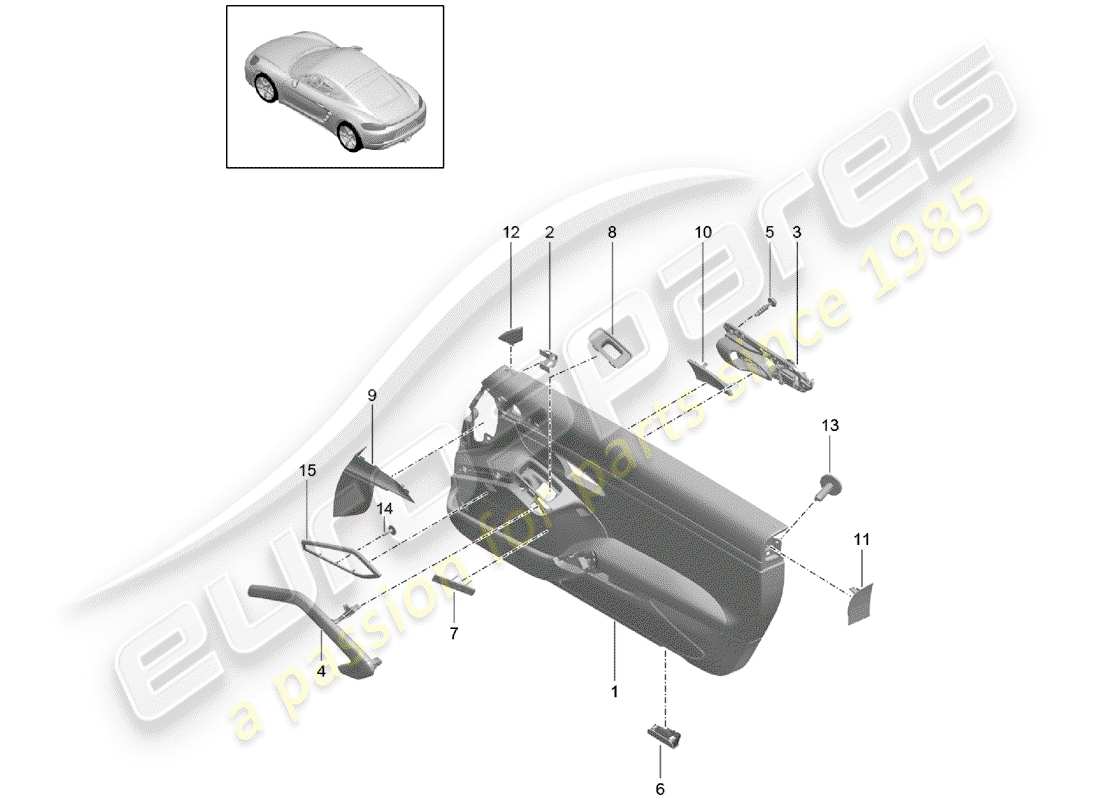 porsche 718 cayman (2020) door trim part diagram