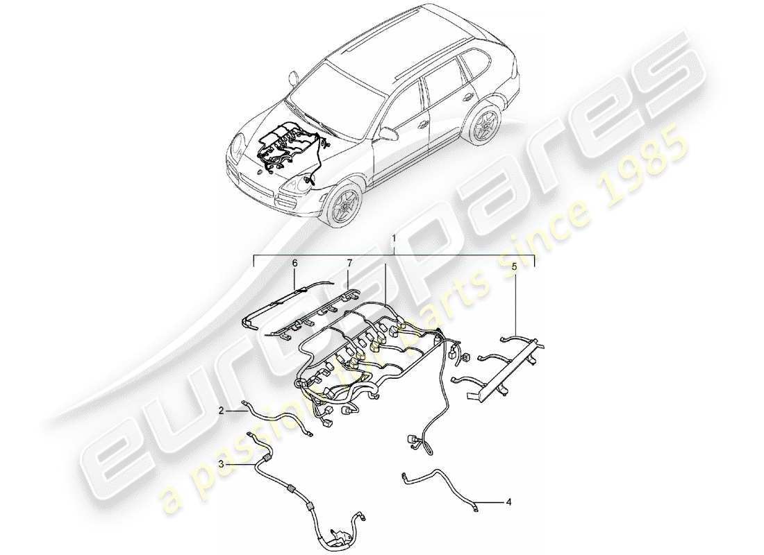 porsche cayenne (2005) harness part diagram