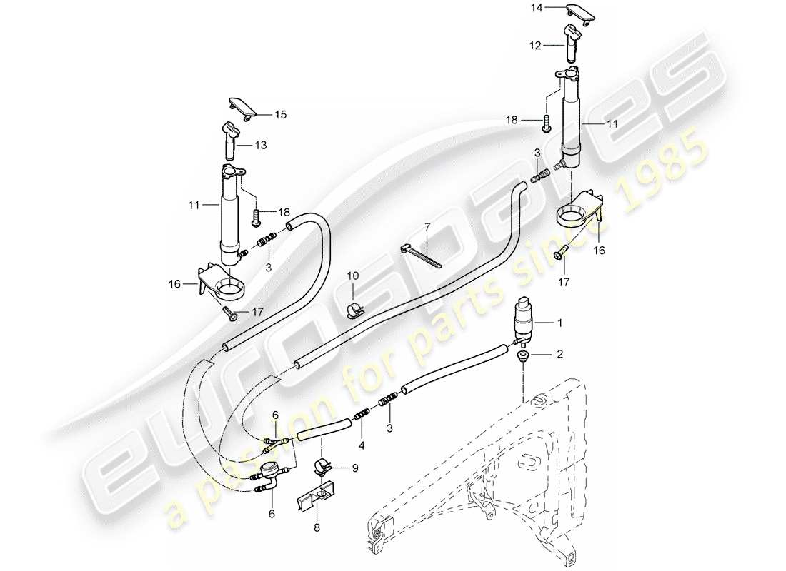 porsche cayenne (2010) headlight washer system part diagram