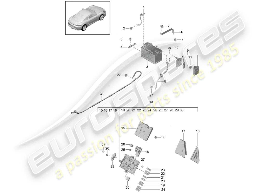 porsche 718 cayman (2017) battery part diagram