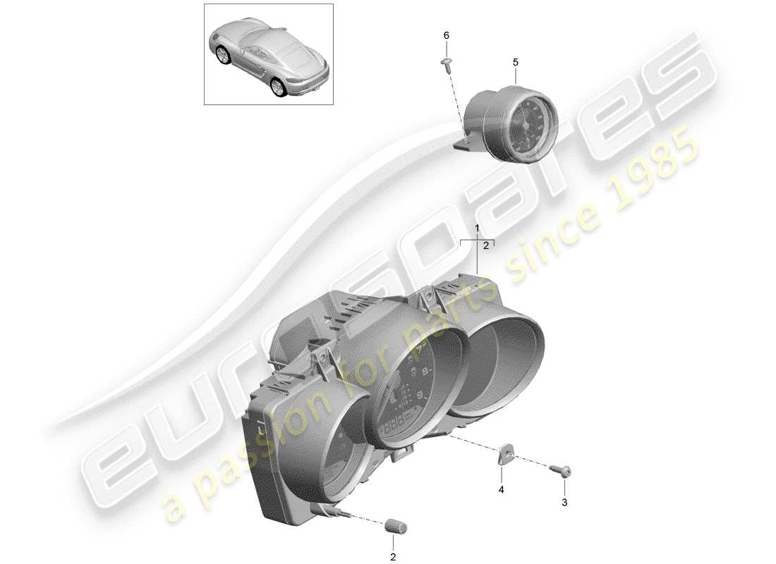 porsche 718 cayman (2017) instrument cluster part diagram