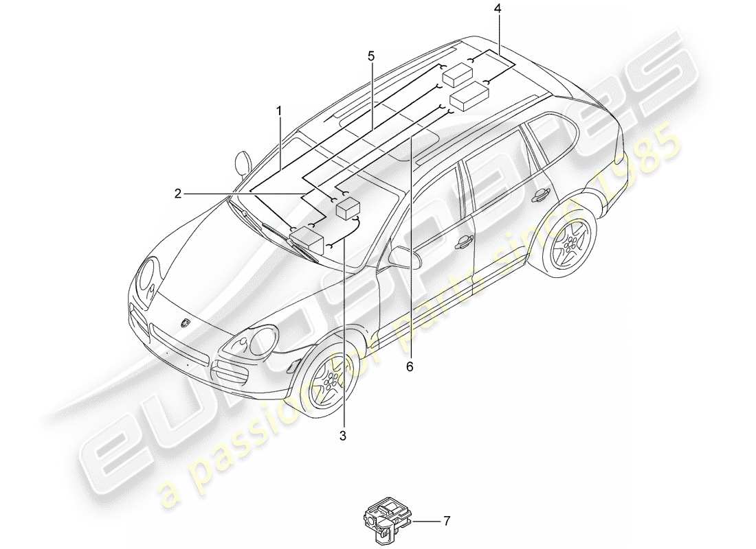 porsche cayenne (2006) light fibre optic part diagram