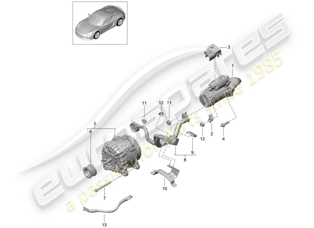 porsche boxster spyder (2016) starter part diagram