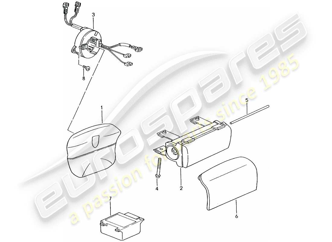 porsche 996 gt3 (2002) airbag part diagram