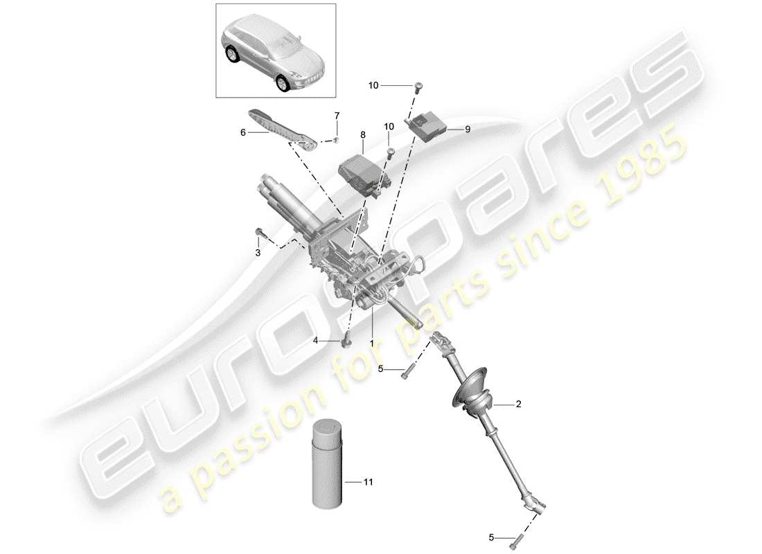 porsche macan (2016) steering column part diagram