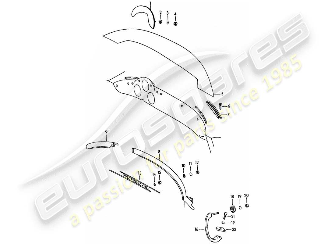 porsche 356b/356c (1963) dashboard - accessories part diagram