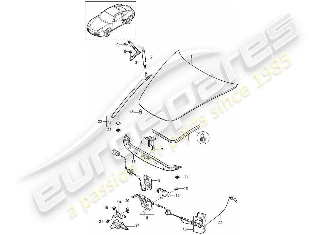 porsche cayman 987 (2010) cover part diagram