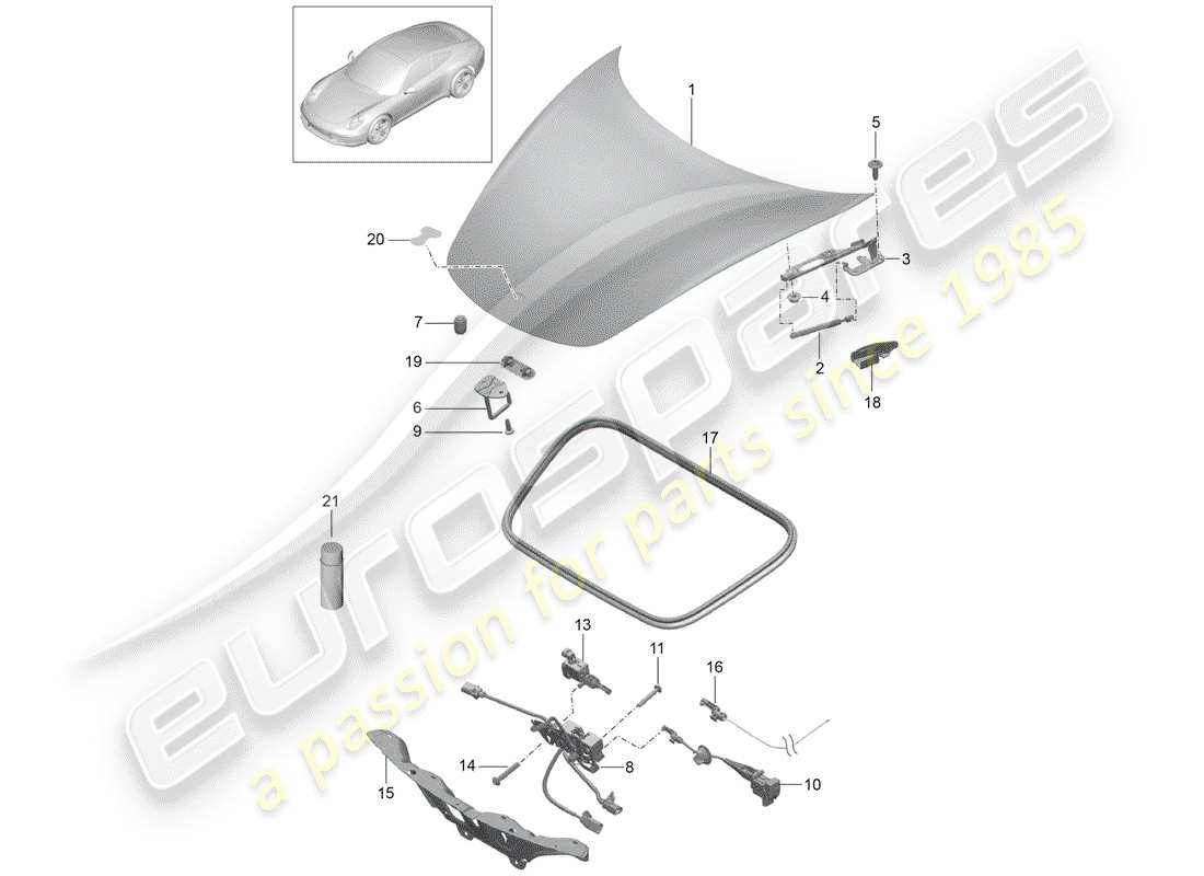 porsche 991 (2015) cover part diagram