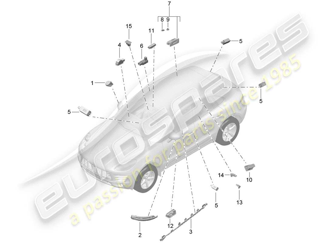 porsche macan (2018) interior light part diagram