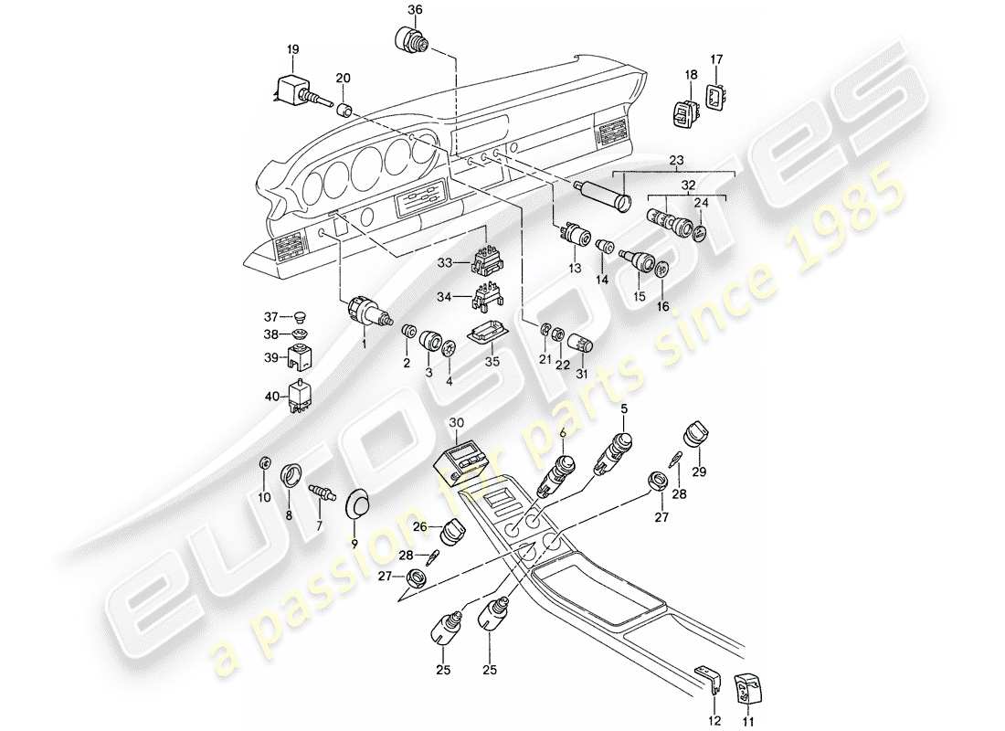 porsche 959 (1988) switch part diagram