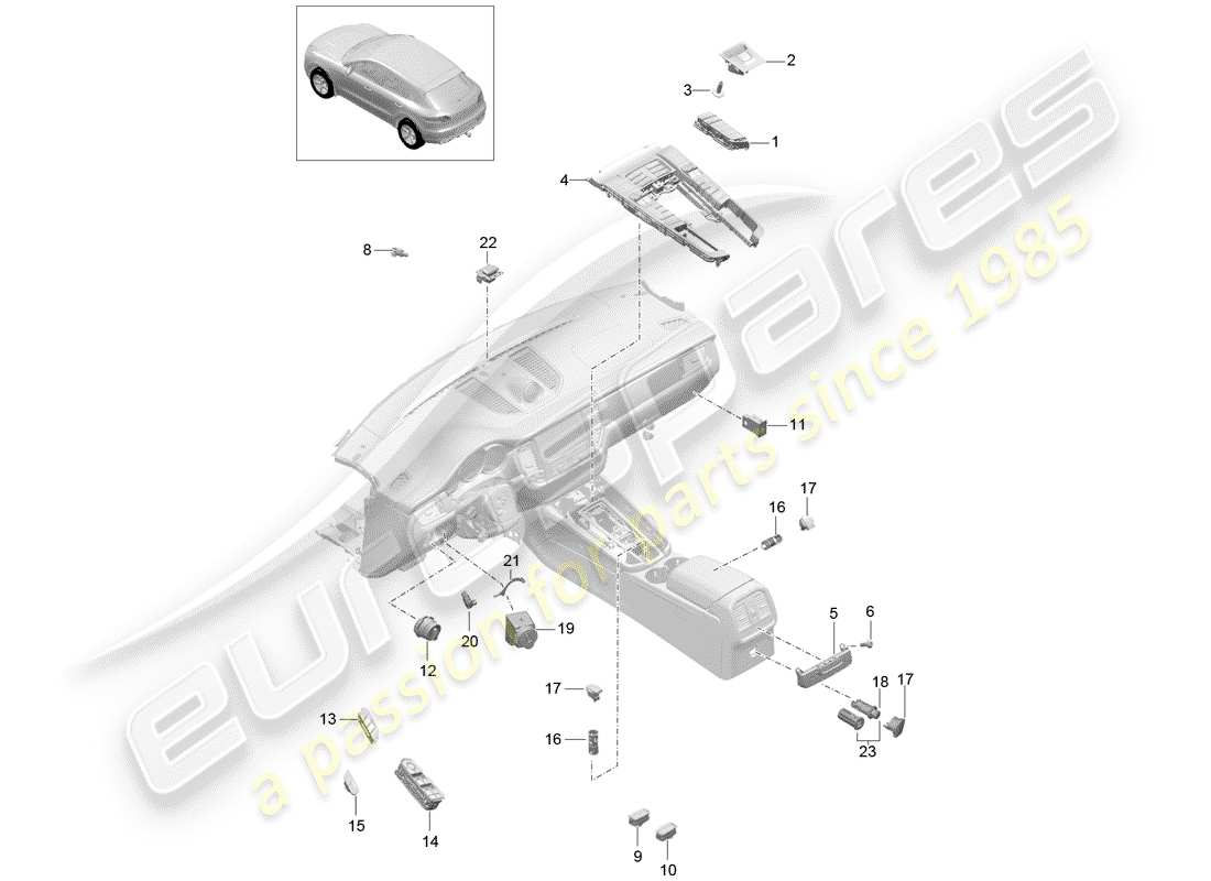 porsche macan (2018) switch part diagram