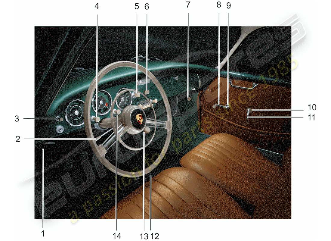 porsche 356/356a (1953) button - set - switch part diagram