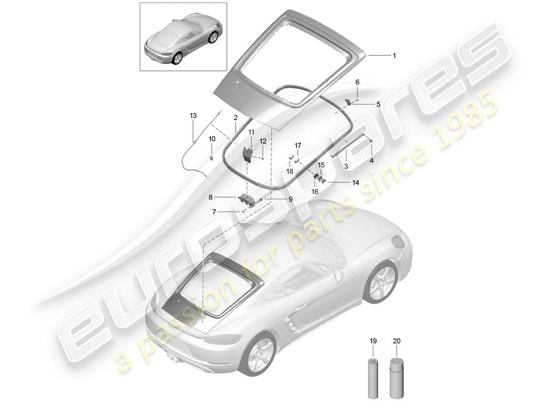 porsche 718 cayman (2020) cover part diagram