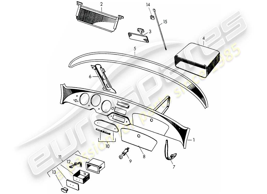 porsche 356/356a (1959) dashboard part diagram