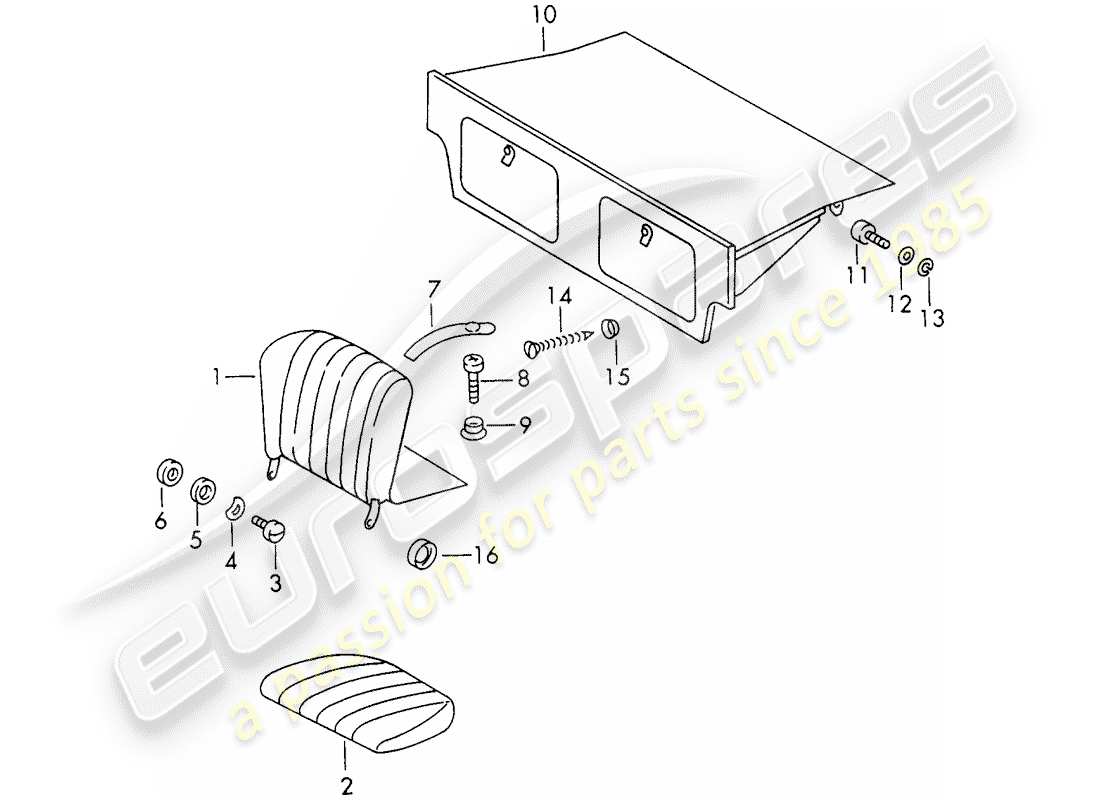 porsche 911 (1973) emergency seat part diagram