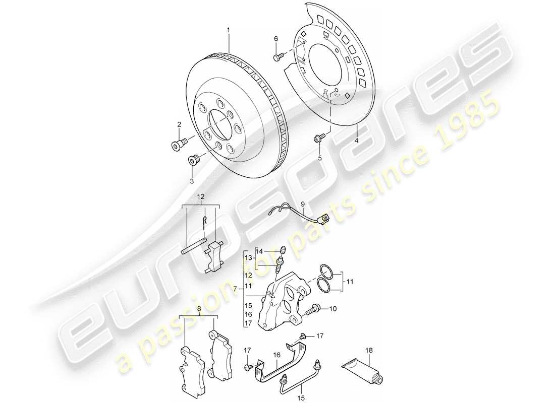 porsche cayenne (2009) disc brakes part diagram