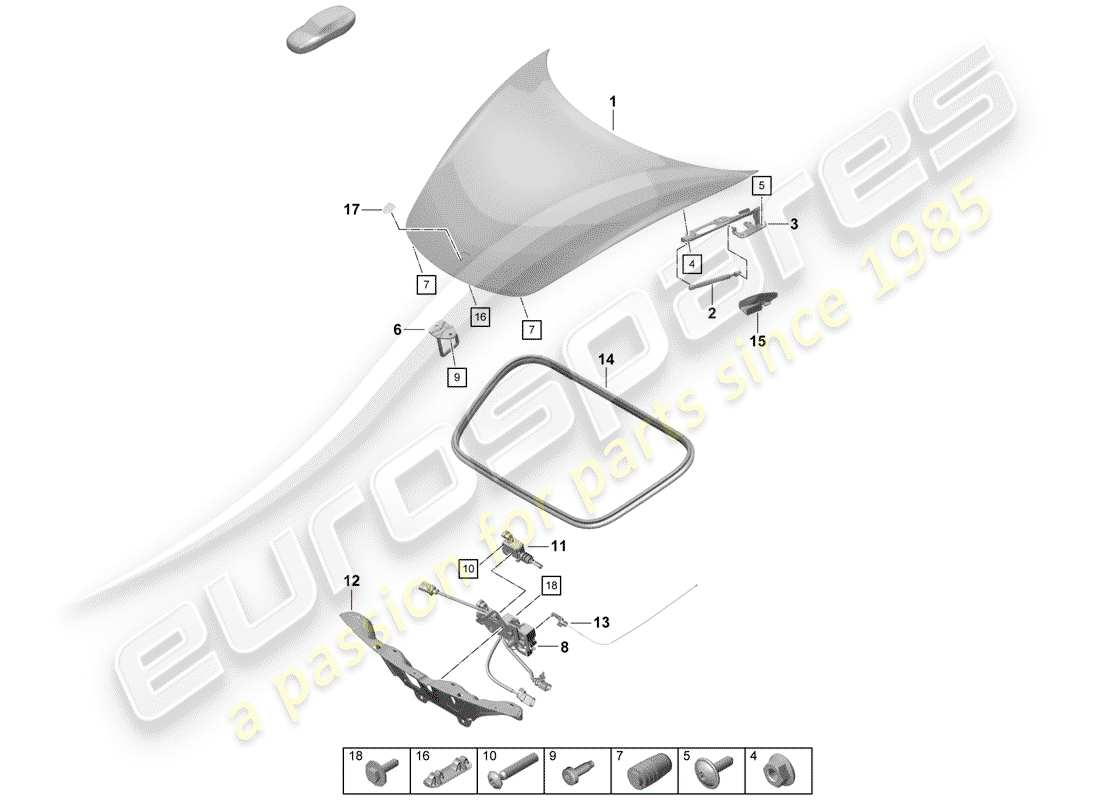 porsche boxster spyder (2019) cover part diagram