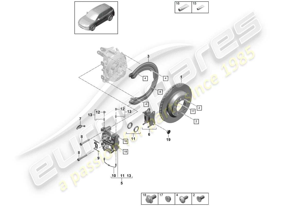 porsche cayenne e3 (2020) disc brakes part diagram