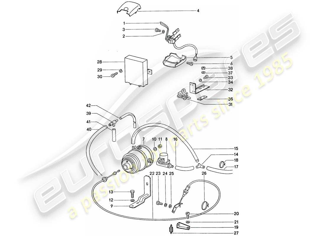 porsche 911 (1974) cruise control system part diagram