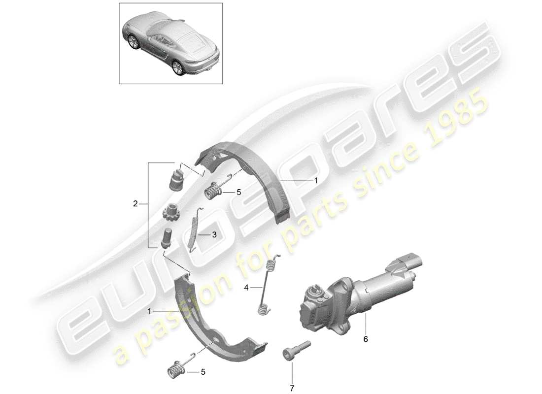 porsche 718 cayman (2017) parking brake part diagram