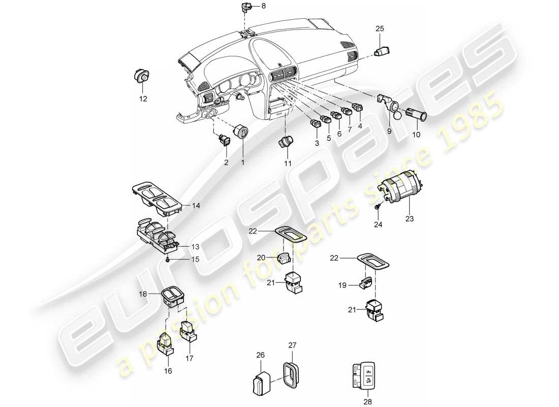 porsche cayenne (2006) switch part diagram