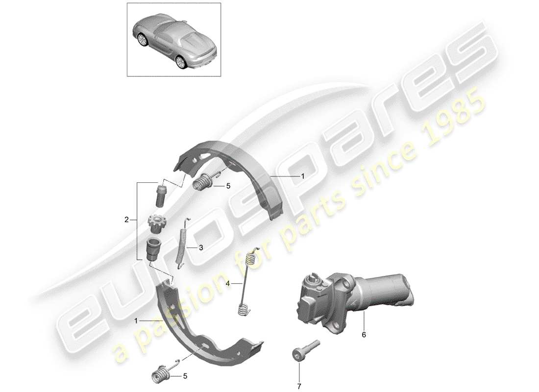 porsche boxster spyder (2016) parking brake part diagram