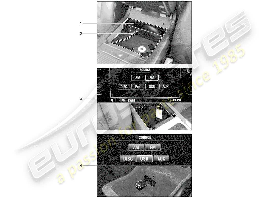 porsche tequipment cayenne (2003) multimedia interface part diagram