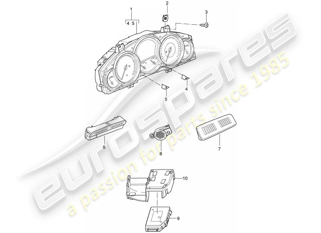 porsche cayenne (2004) instrument cluster part diagram