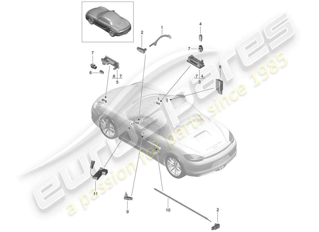 porsche boxster 981 (2015) interior lights part diagram