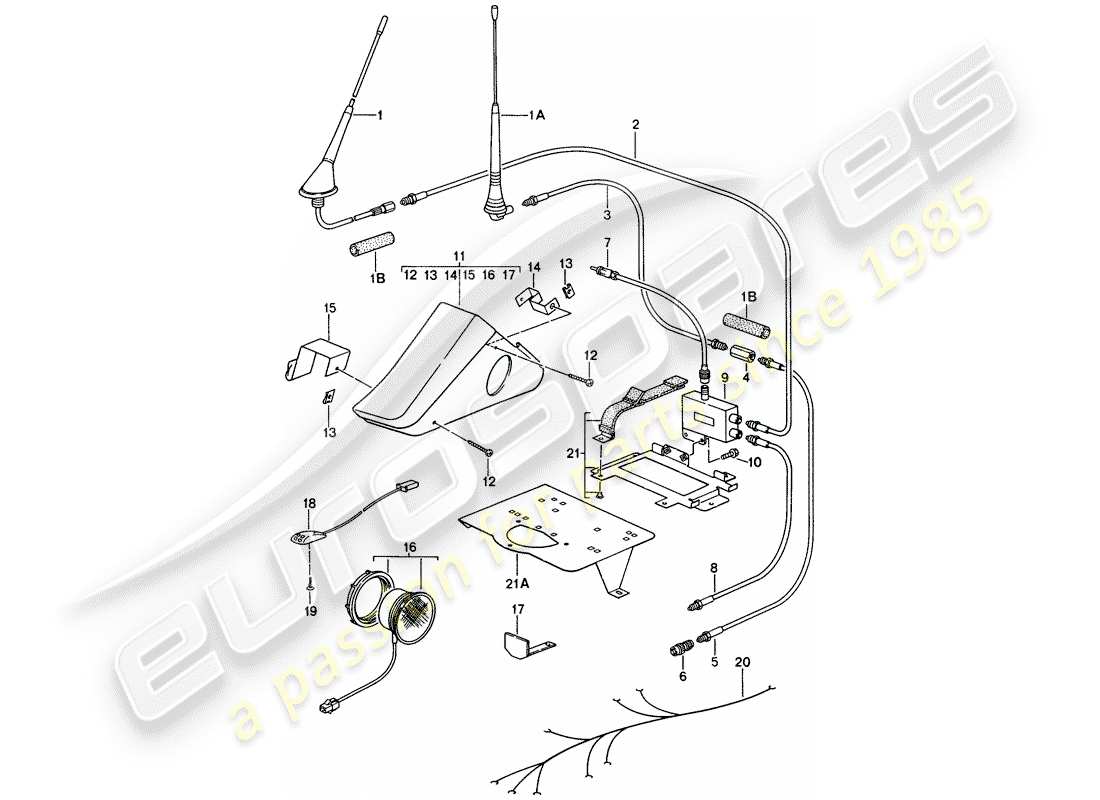 porsche 968 (1995) phone preparation part diagram