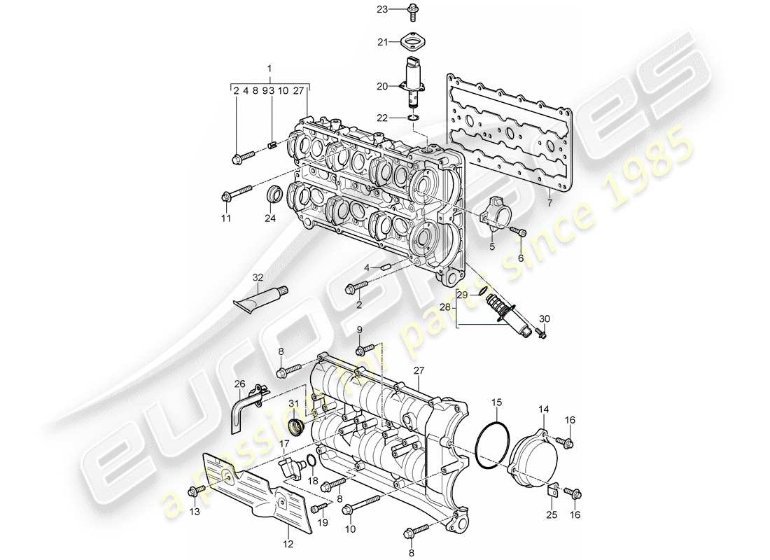 porsche 997 gt3 (2008) camshaft housing part diagram