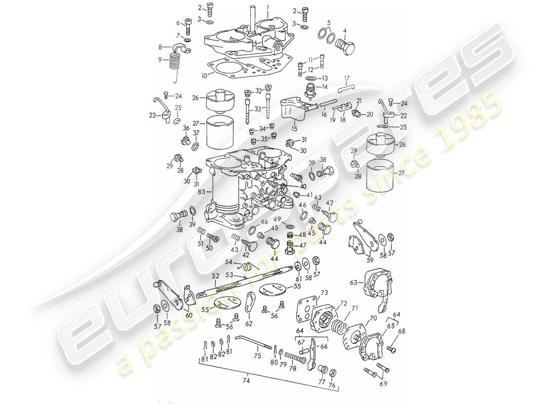 porsche 911/912 (1969) single parts - for - carburetor - solex-40 pii-4 - d >> - mj 1968 part diagram