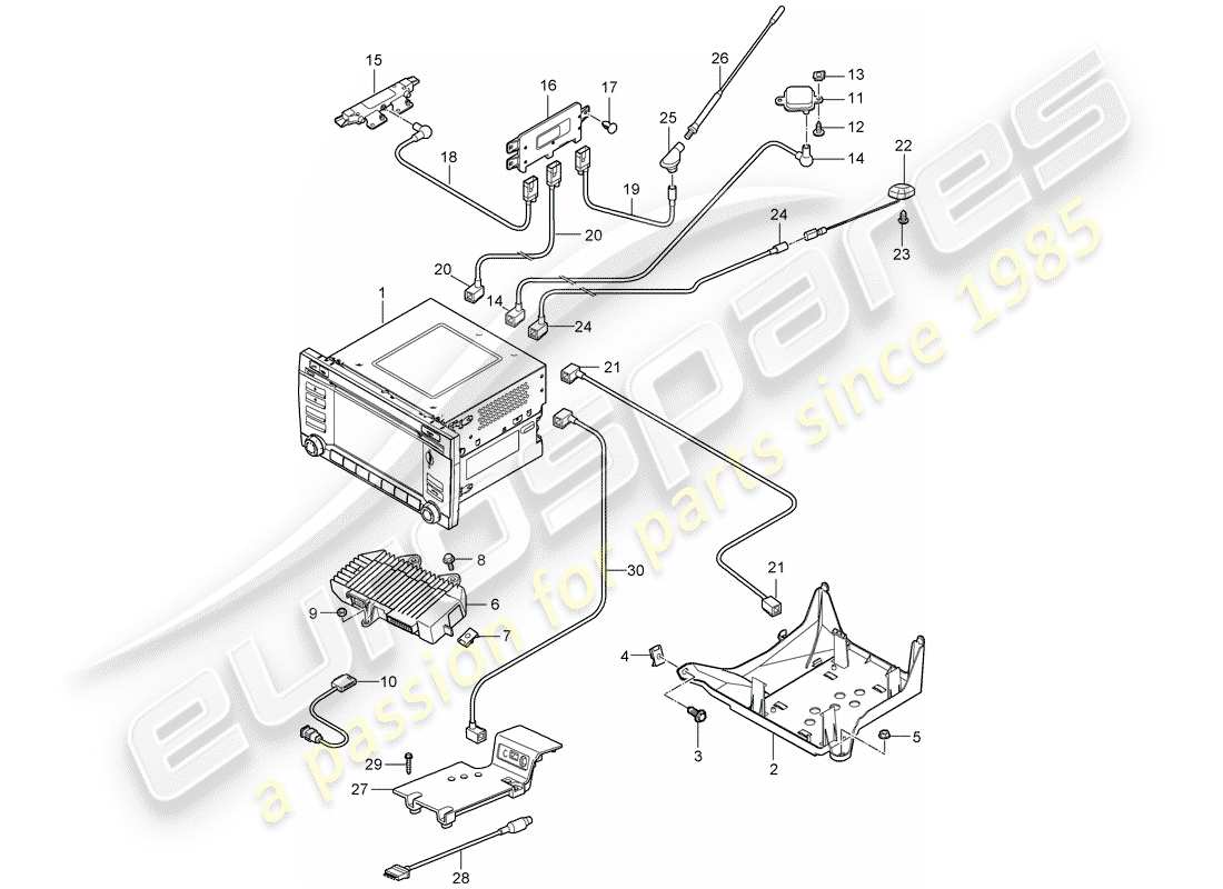 porsche 997 gt3 (2008) operating unit part diagram