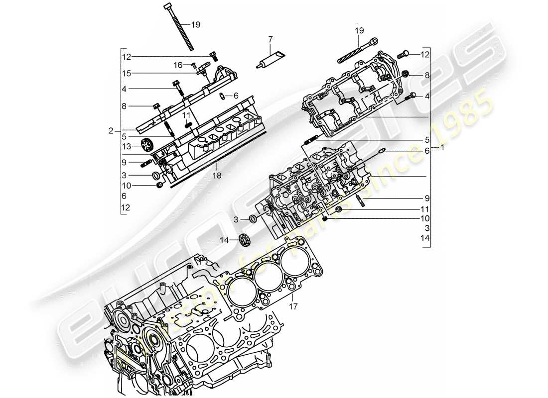 porsche cayenne (2010) cylinder head part diagram