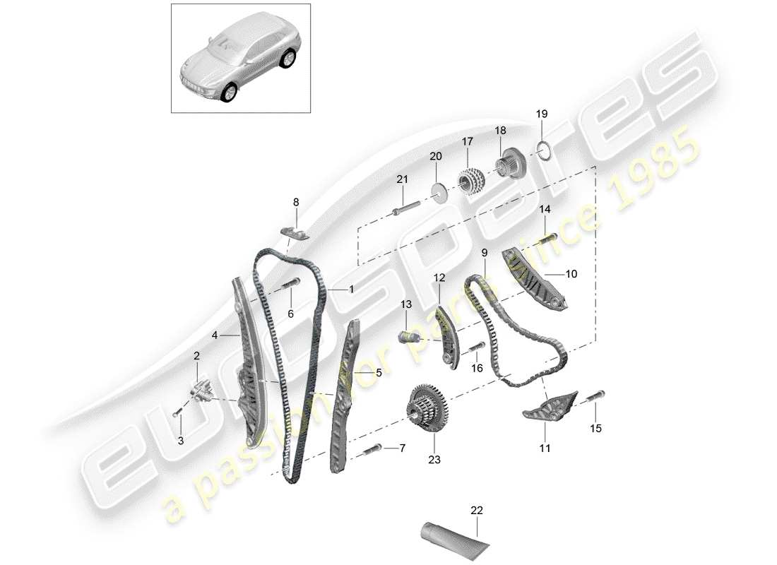 porsche macan (2018) timing chain parts diagram