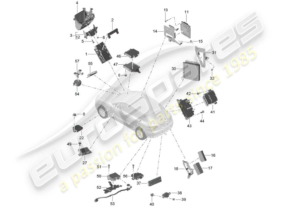 porsche macan (2018) control units part diagram