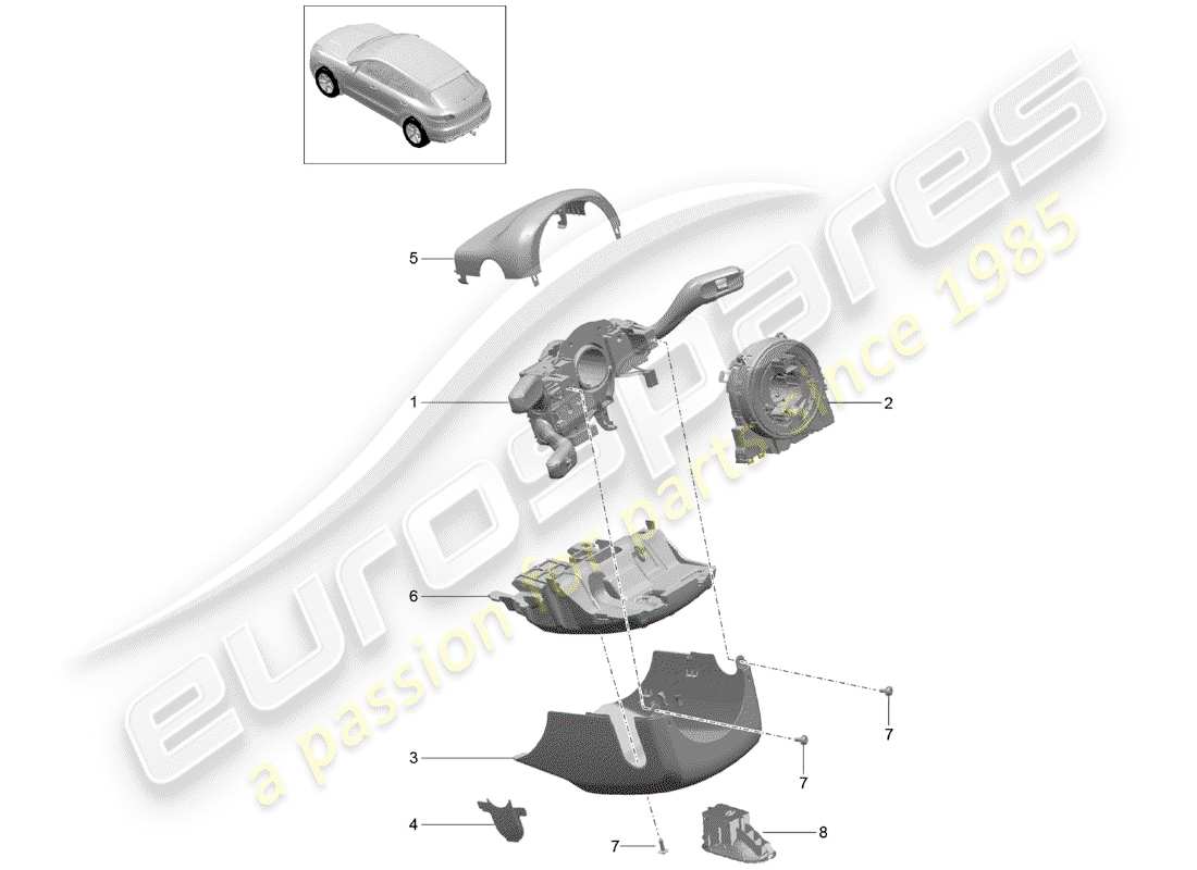 porsche macan (2018) steering column switch part diagram