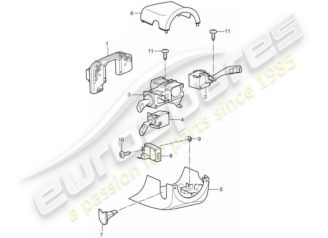 porsche cayenne (2010) steering column switch part diagram