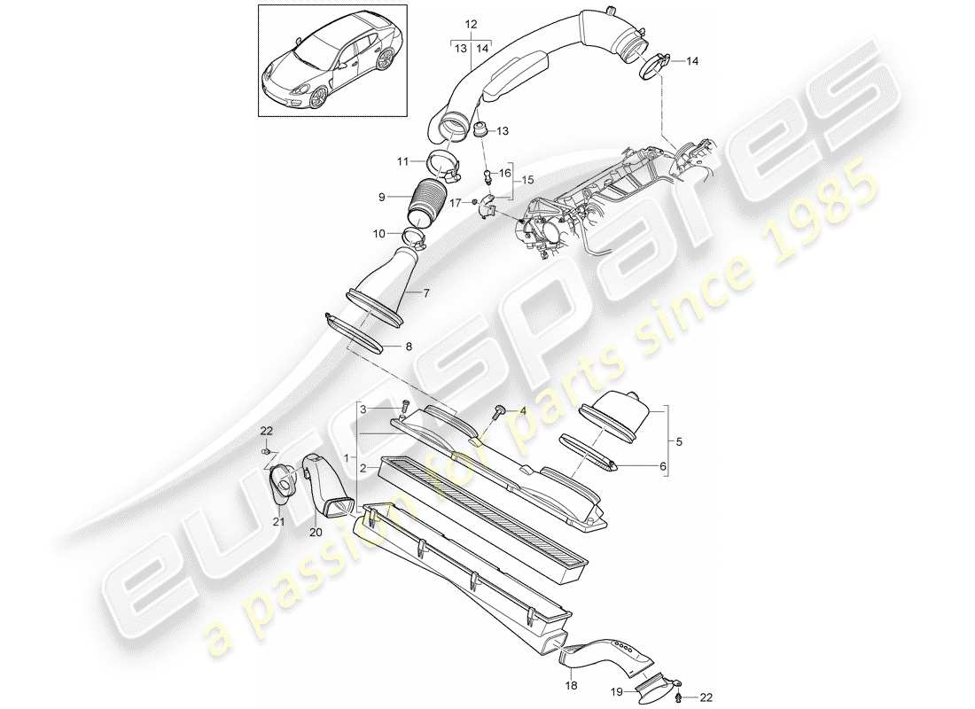 porsche panamera 970 (2010) air cleaner system part diagram