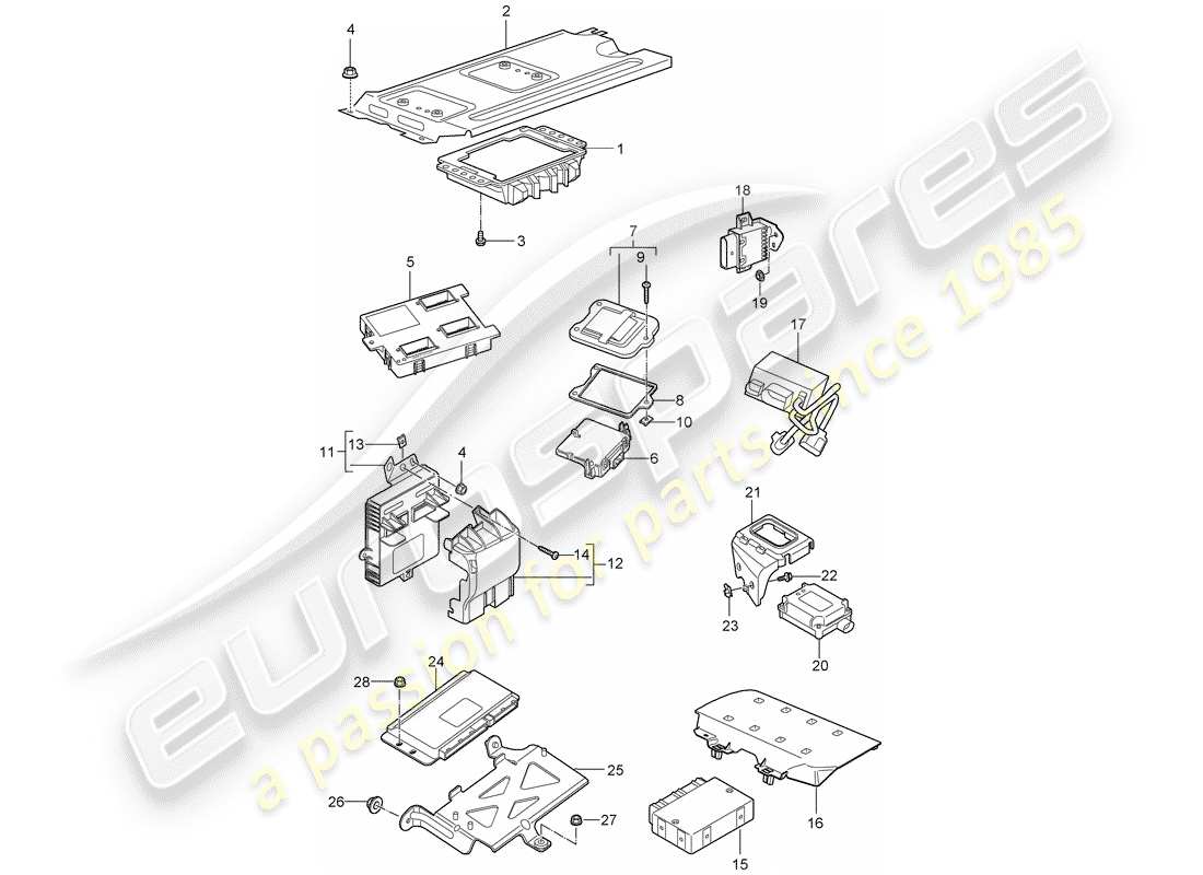 porsche 997 gt3 (2008) control units part diagram