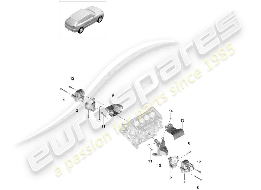 porsche macan (2015) engine lifting tackle part diagram