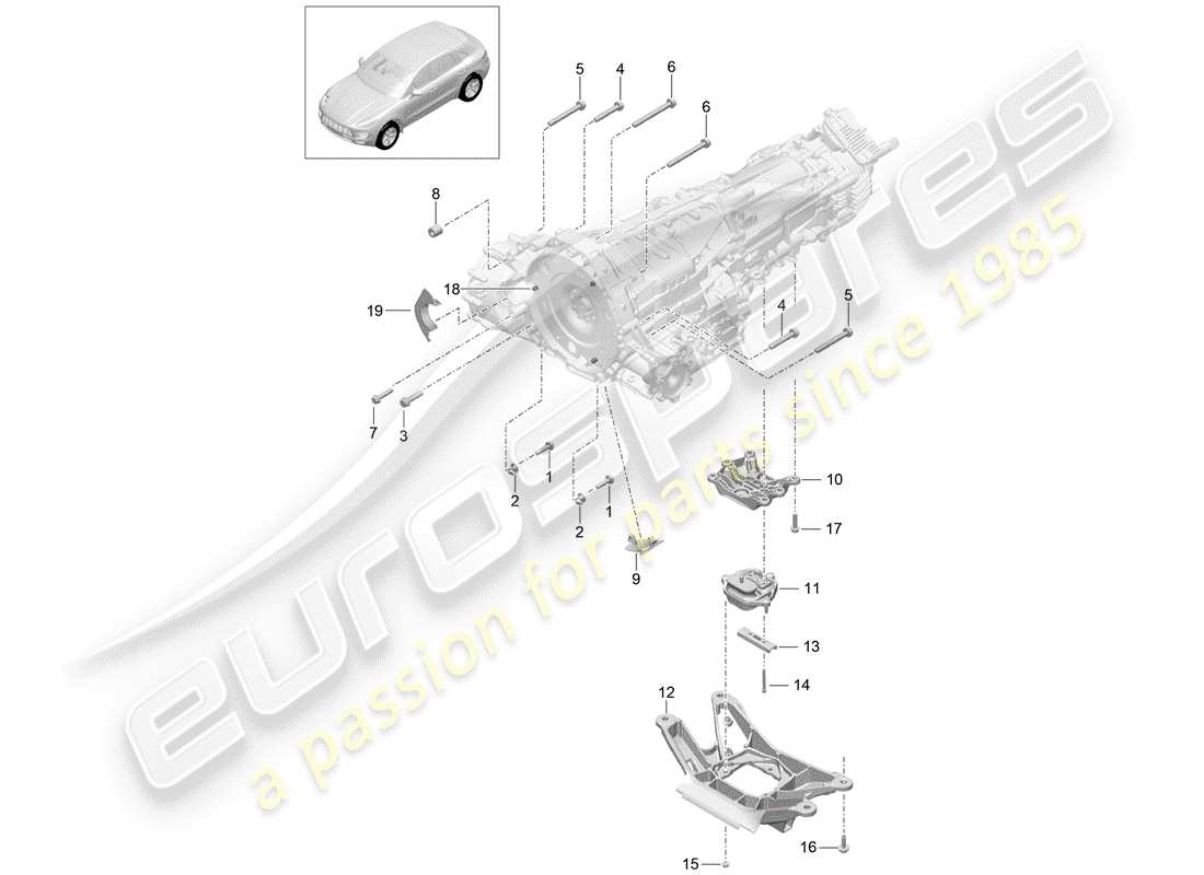 porsche macan (2015) mounting parts for engine and part diagram