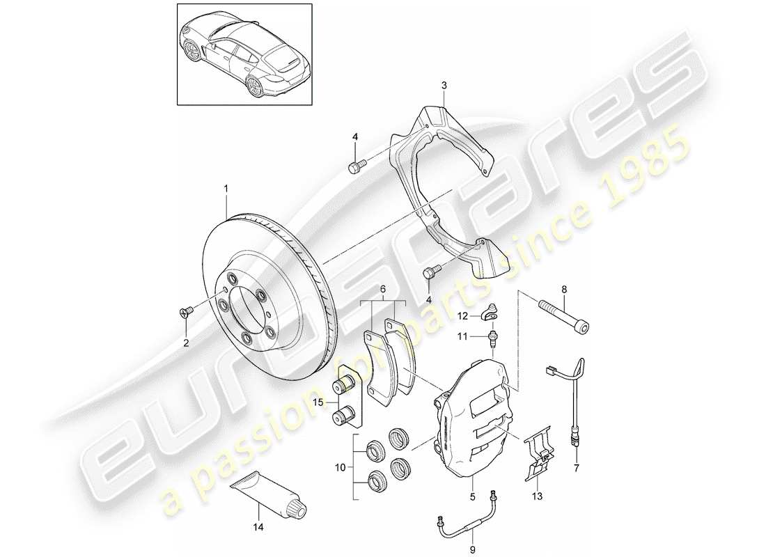 porsche panamera 970 (2010) disc brakes part diagram