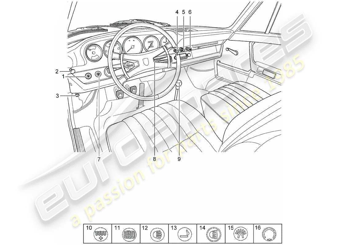 porsche 911 (1970) button - switch - d - mj 1968>> part diagram