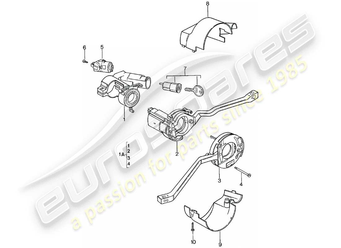 porsche 924 (1985) steering column switch - steering lock - d - mj 1981>> part diagram